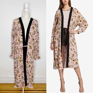 SANCTUARY for Anthropology floral long sleeve kimono